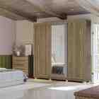 Roupeiro 3 Portas De Correr Com Espelho Nogueira/fendi Kappes