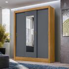 Roupeiro 3 Portas Glacial Com Espelho Freijó Cinza