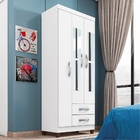 Roupeiro 3 Portas Hart Branco Flex Azul/rosa Com Espelho