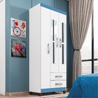 Roupeiro 3 Portas Hart Branco Flex Azul/rosa Com Espelho