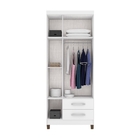 Roupeiro 3 Portas Hart Branco Flex Azul/rosa Com Espelho