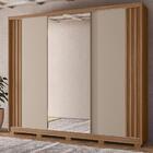 Roupeiro 3 Portas Ripado Espelhado Roma Carvalho Fendi