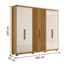 Roupeiro 3 Portas Ripados Roma Freijó Off White