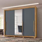 Roupeiro 3 Portas Santiago Com Espelho Freijó Cinza