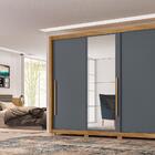 Roupeiro 3 Portas Santiago Com Espelho Freijó Cinza