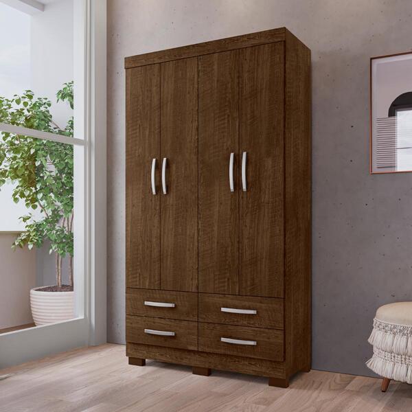 Roupeiro 4 Gavetas E 4 Portas Geleen Malbec