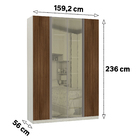 Roupeiro 4 Portas 236x159,2x56cm Madeira Nogueira Dourado Prime Luciane