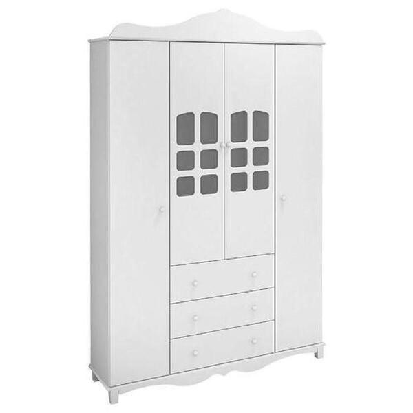 Roupeiro 4 Portas 3 Gav Imperial Branco Acetinado