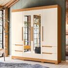 Roupeiro 4 Portas Com Espelho Atlanta Carvalho Grife Off White