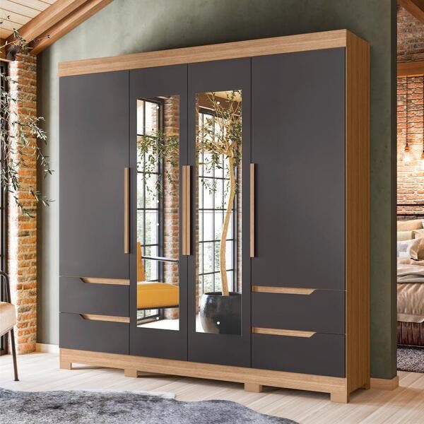 Roupeiro 4 Portas Com Espelho Atlanta Nature Titanium Leroy Merlin Roupeiro 4 Portas Com Espelho Atlanta Nature Titanium Leroy Merlin