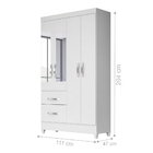Roupeiro 4 Portas Damon Branco Flex Rosa Azul Lilás Com Espel