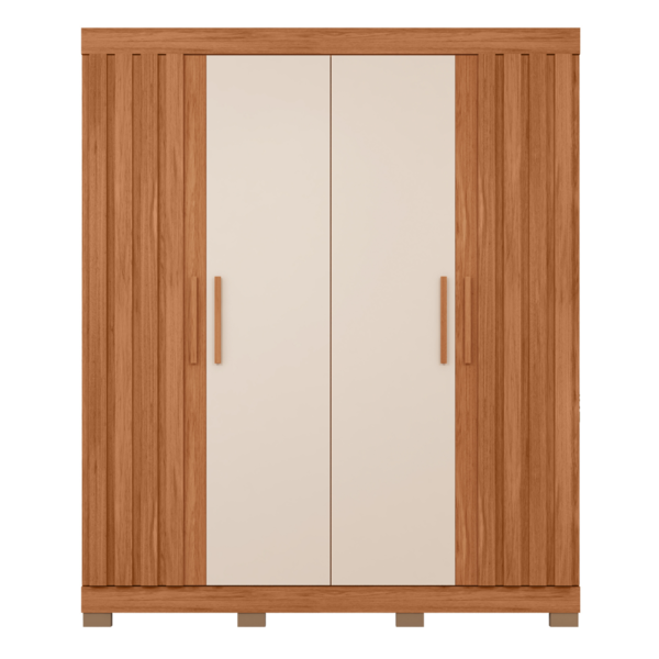 Roupeiro 4 Portas Manchester Frisado Freijó Off White