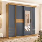 Roupeiro 4 Portas Xerem Com Espelho Freijó Cinza