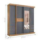 Roupeiro 4 Portas Xerem Com Espelho Freijó Cinza