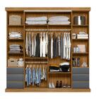 Roupeiro 4 Portas Xerem Com Espelho Freijó Cinza