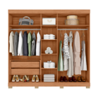 Roupeiro 5 Portas Everton Espelhado Frisado Freijó Off White