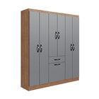 Roupeiro 6 Portas 181cm X 159,5cm X 40cm Laguna Freijó/cinza