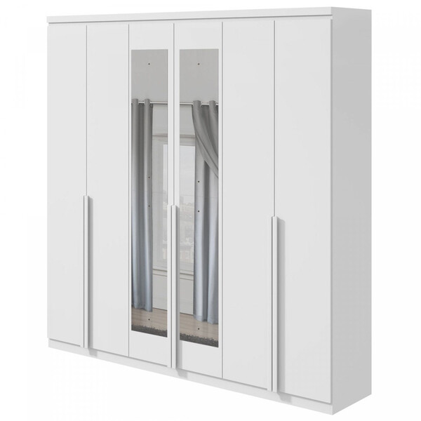 Roupeiro 6 Portas 6 Gavetas Alonzo Com Espelho Lopas