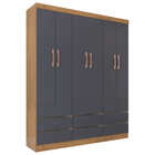 Roupeiro 6 Portas 9 Gavetas Guadalupe Freijó Rustico / Preto