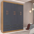 Roupeiro 6 Portas 9 Gavetas Guadalupe Freijó Rustico / Preto