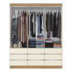 Roupeiro 6 Portas 9 Gavetas Guadalupe Freijó Rustico / Preto