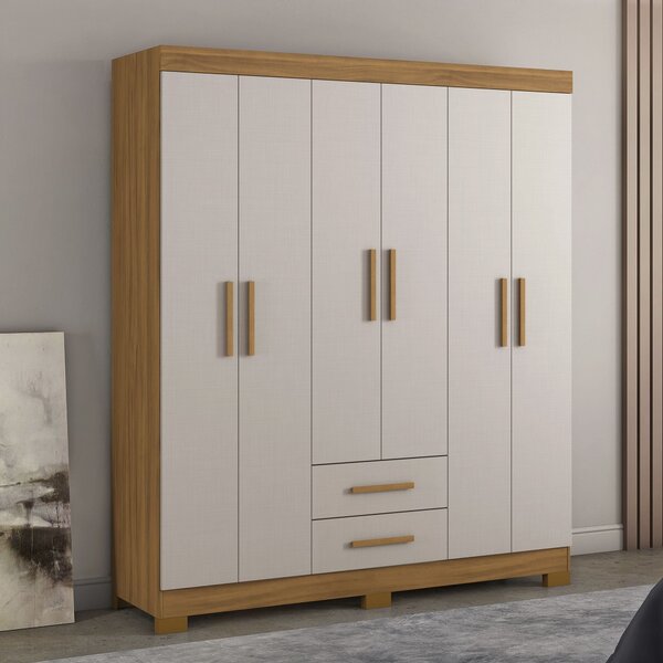 Roupeiro 6 Portas Com 2 Gavetas Nt 5130 Com Pé Flex Freijó Tr