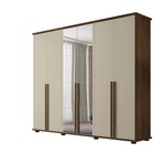 Roupeiro 6 Portas Com Espelho Estrela Freijó Com Off White –