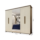 Roupeiro 6 Portas Com Espelho Estrela Freijó Com Off White –