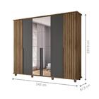 Roupeiro 6 Portas Potenza Cinamomo Grafite Com Espelho