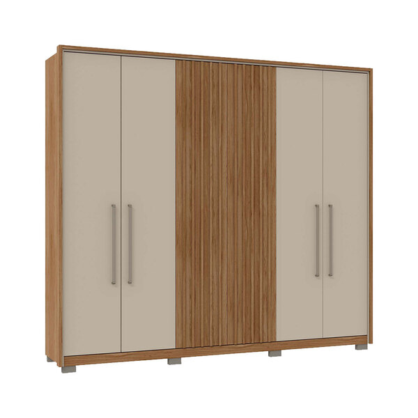 Roupeiro 6 Portas Zurique Mdp Buriti/off White G11 - Gran Belo