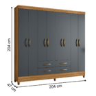 Roupeiro 8 Portas 4 Gavetas Texas Freijó Off White