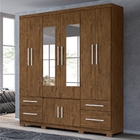 Roupeiro 8 Portas Colby Castanho Wood Com Espelho