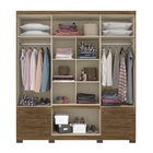Roupeiro 8 Portas Colby Castanho Wood Com Espelho