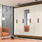 Roupeiro 8 Portas Gordon Castanho Wood Baunilha Com Espelho