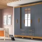 Roupeiro 8 Portas Miami Com Espelho Freijó Cinza