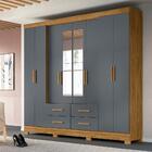 Roupeiro 8 Portas Miami Com Espelho Freijó Cinza