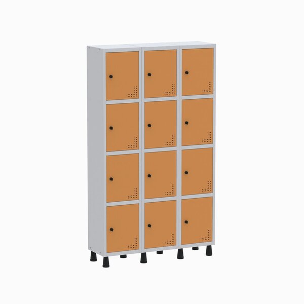 Roupeiro Aço Light 3v 12 Portas Gr303/12 Cinza/laranja