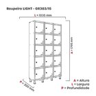 Roupeiro Aço Light 3v 15 Portas Gr303/15 Cinza/laranja