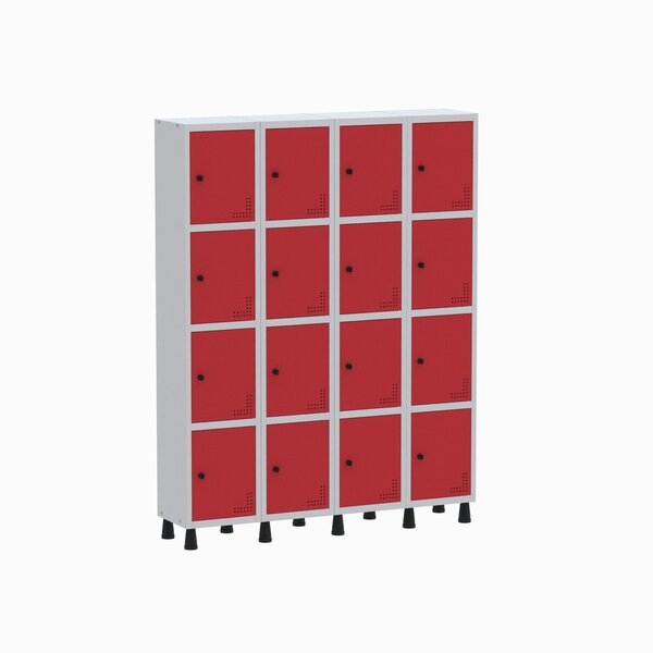 Roupeiro Aço Light 4v 16 Portas Gr304/16 Cinza/vermelho