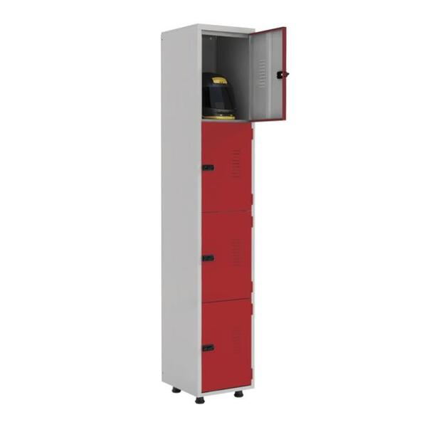 Roupeiro Aço Portas Pequenas Trinco Para Cadeado Cinza Com Ve