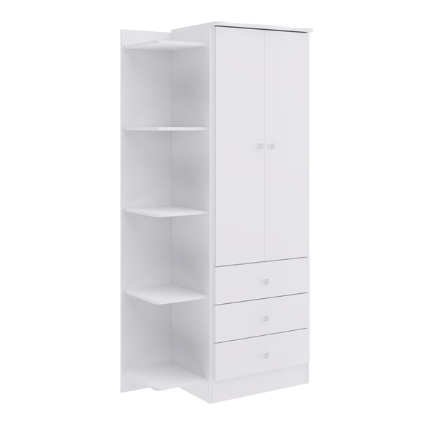 Roupeiro Alice 2 Portas E 3 Gavetas Com Cantoneira - Branco
