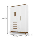 Roupeiro Ambientare 3 Portas Mdf 4 Gavetas Incabrás