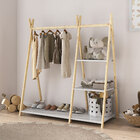 Roupeiro Bebê Arara Montessoriana Madeira Natural Branco Lotte