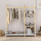 Roupeiro Bebê Arara Montessoriana Madeira Natural Branco Lotte