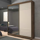 Roupeiro Bia 2 Portas Slide - 100% MDF - Com Espelho - Café/O