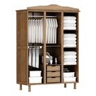 Roupeiro Brasil 03 Portas Com Gaveteiro E Espelho Móveis Cava