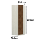 Roupeiro Canto Diagonal 236x83,8x83,8cm Madeira Nogueira Dourado Prime Luciane