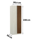Roupeiro Canto Reto 236x80,4x56cm Madeira Nogueira Dourado Prime Luciane