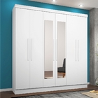 Roupeiro Casal 3 Gavetas Sina Branco Com Espelho