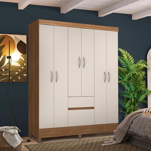Roupeiro Casal 6 Portas 2 Gavetas Amendola Touch Off White Fr